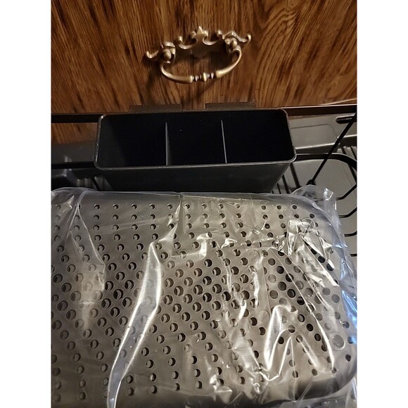 Stainless Steel Kitchen Dish Drying Rack w/ Utensil Holder & Drain Board Durable - Picture 4 of 5